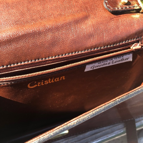 Vintage Cristian Brown Italian Leather Shoulder Bag - Picture 3 of 8